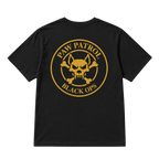 Black t-shirt with golden 'Paw Patrol Black Ops' logo on a black background
