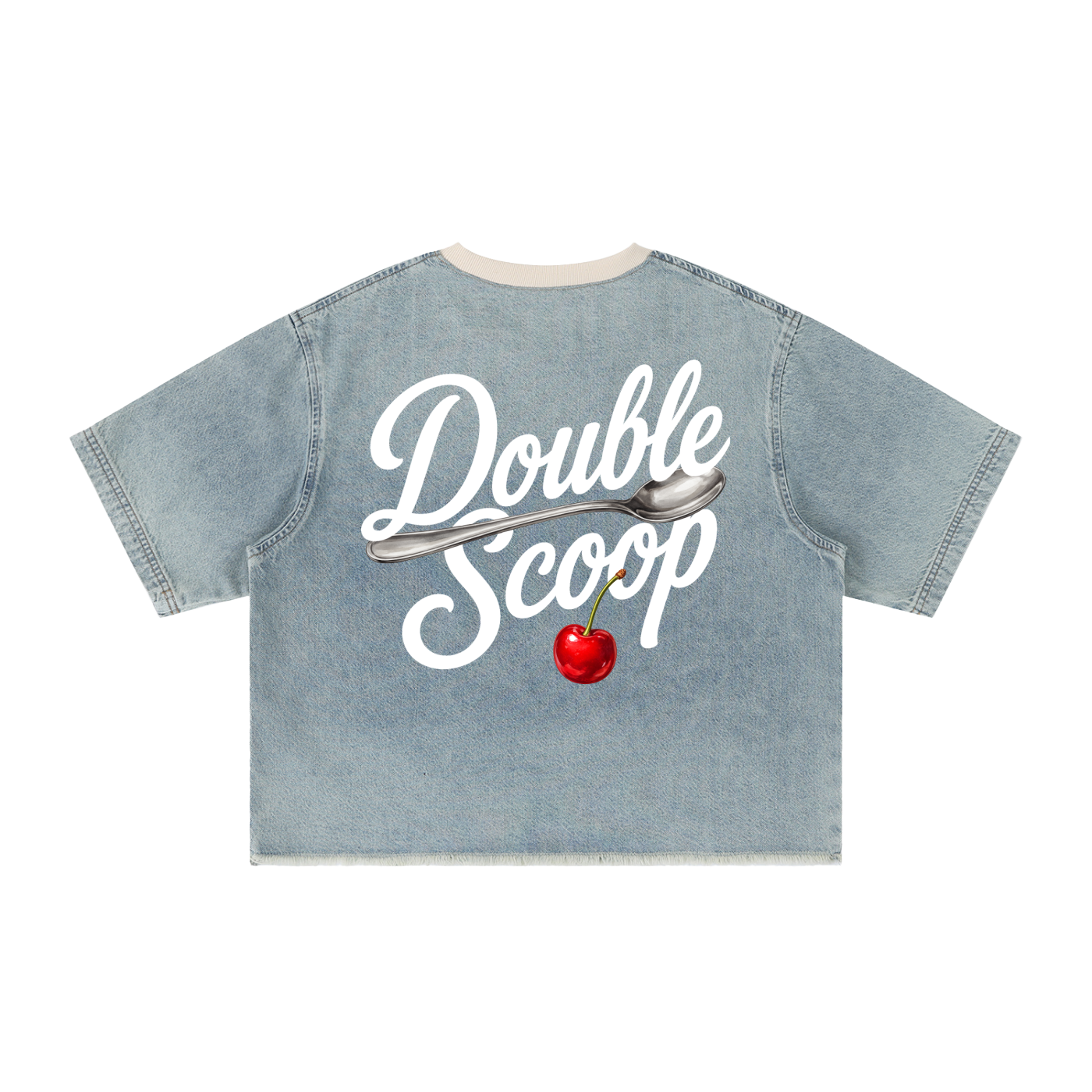 Double Scoop Boxy Raw Hem Denim Tee