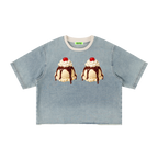 Double Scoop Boxy Raw Hem Denim Tee
