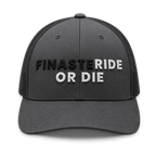 FinasteRIDE OR DIE - Dark Heather Gray Puff Embroidery Trucker Hat