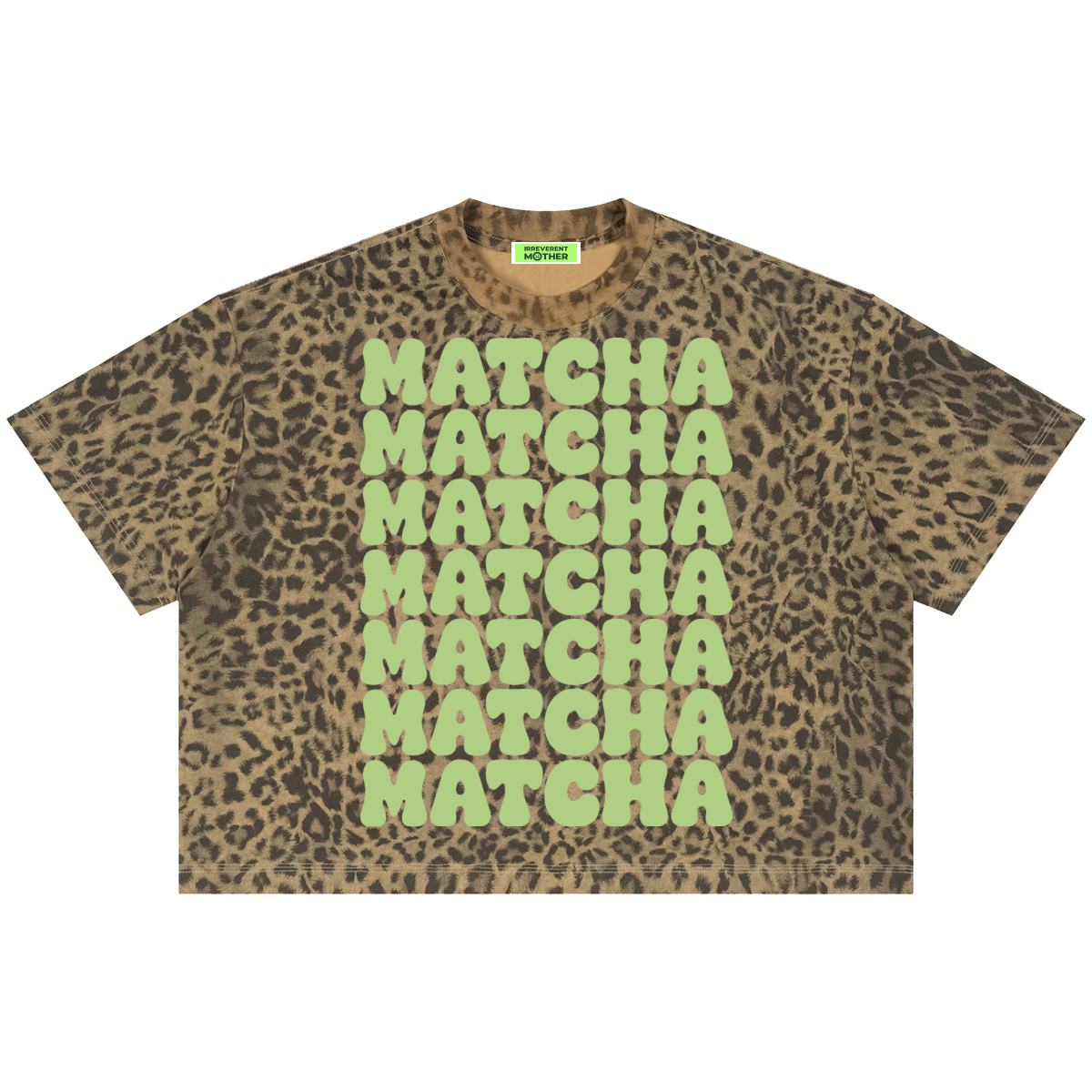 Matcha Unisex Leopard Print Boxy Tee