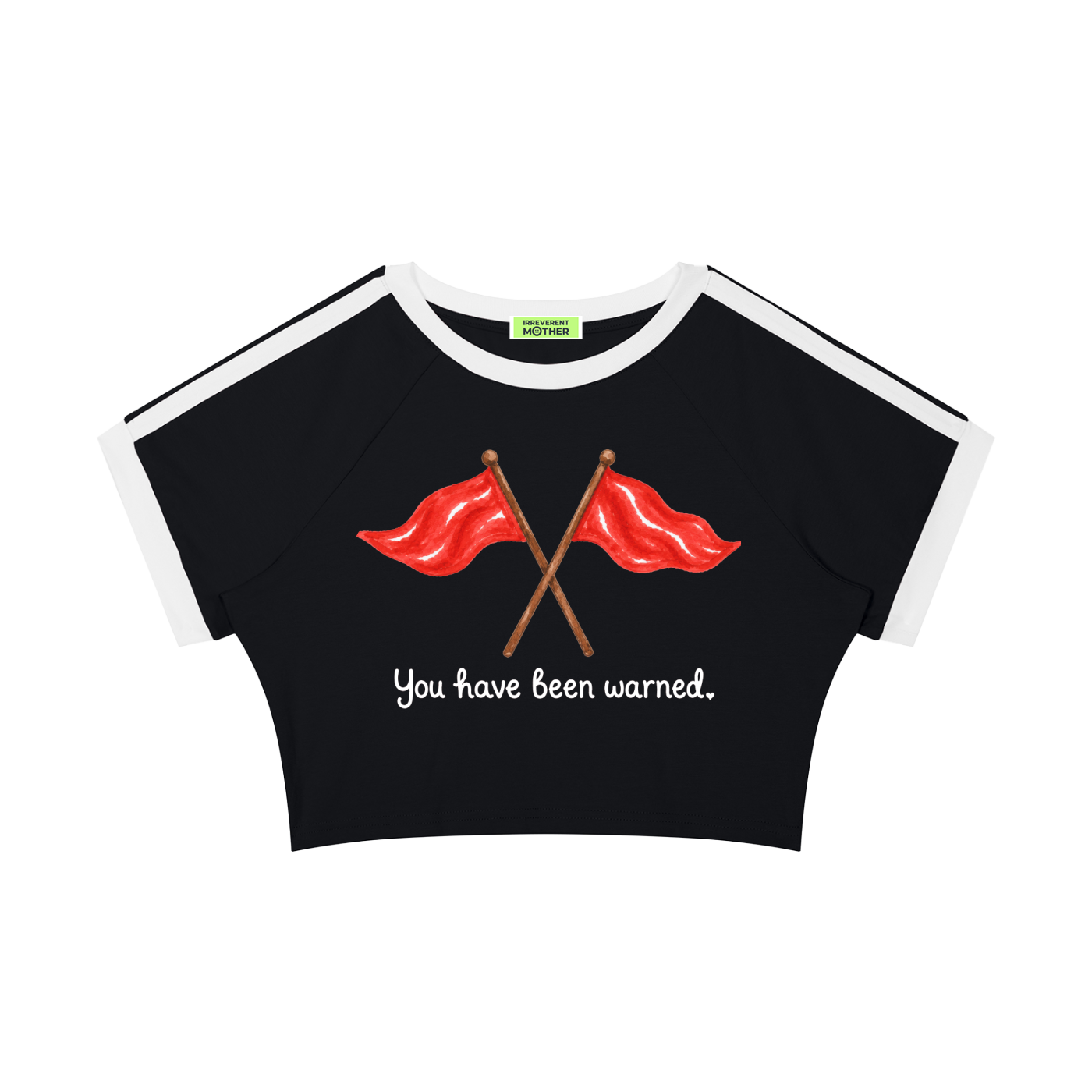Red Flags Warning Raglan Crop Tee