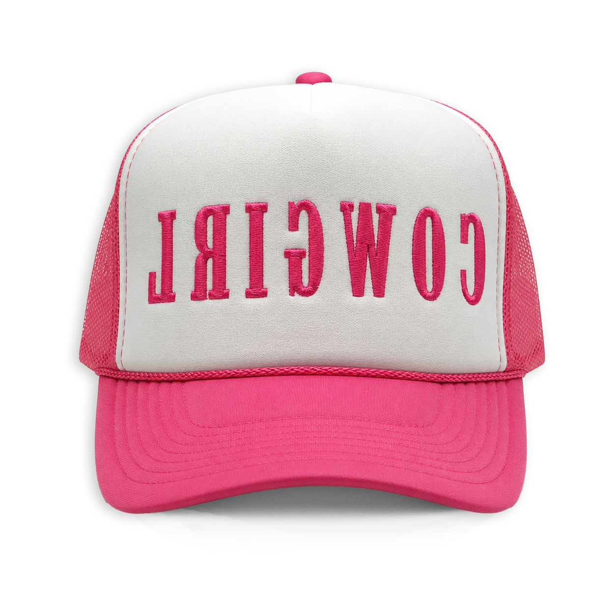 Reverse Cowgirl Puff Embroidery Trucker Hat