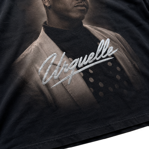 Stefan Urquelle Bootleg Rap Tee Metallic Text Unisex Faded Raw Hem T-shirt