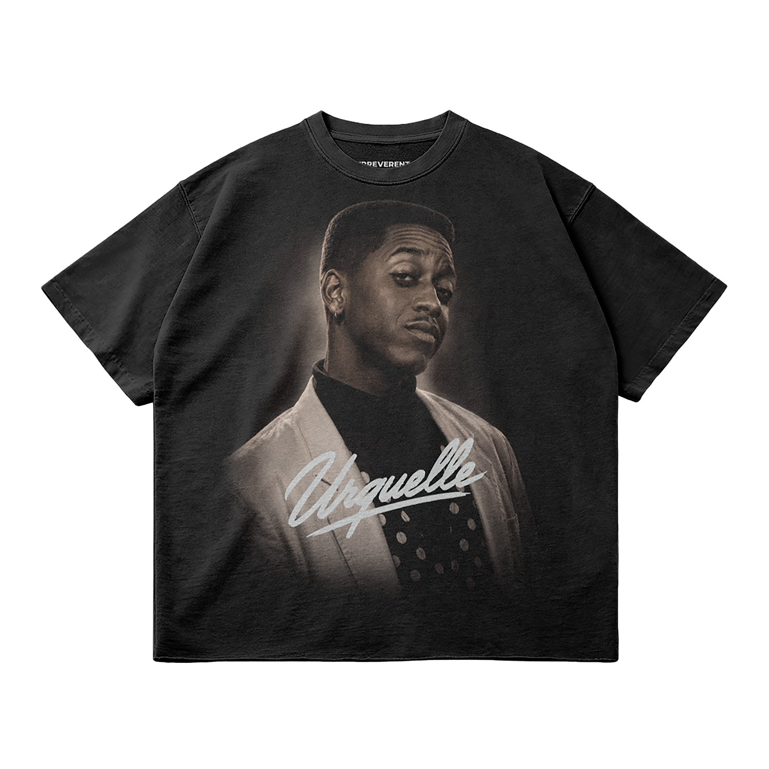 Stefan Urquelle Bootleg Rap Tee Metallic Text Unisex Faded Raw Hem T-shirt