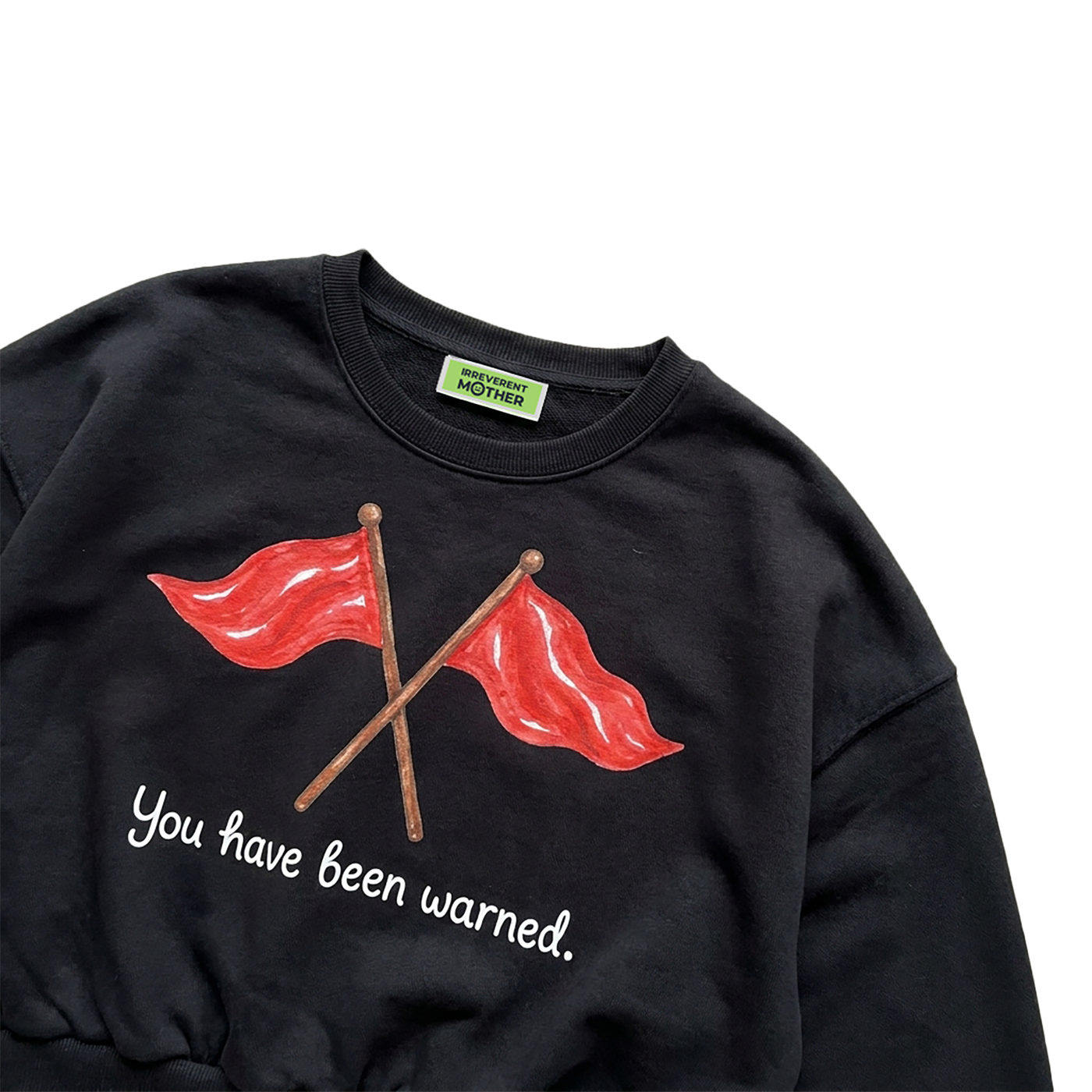 Red Flags Warning Women's Boxy Cropped Crewneck Sweatshirt